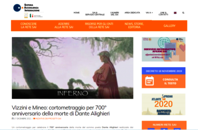 Nel sito web di "retesai.it" pubblicato "Vizzini e Mineo: cortometraggio per 700° anniversario della morte di Dante Alighieri"